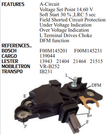 UTM RB0231A - Регулятор генератора для Bosch