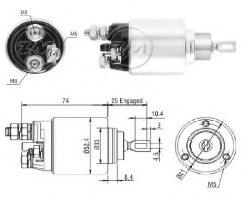 Zm ZM2381 - Втягивающее реле стартера для Bosch