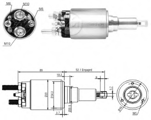 Zm ZM3639 - Втягуюче реле стартера для Bosch
