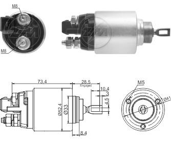 Zm ZM7381 - Втягуюче реле стартера для Bosch